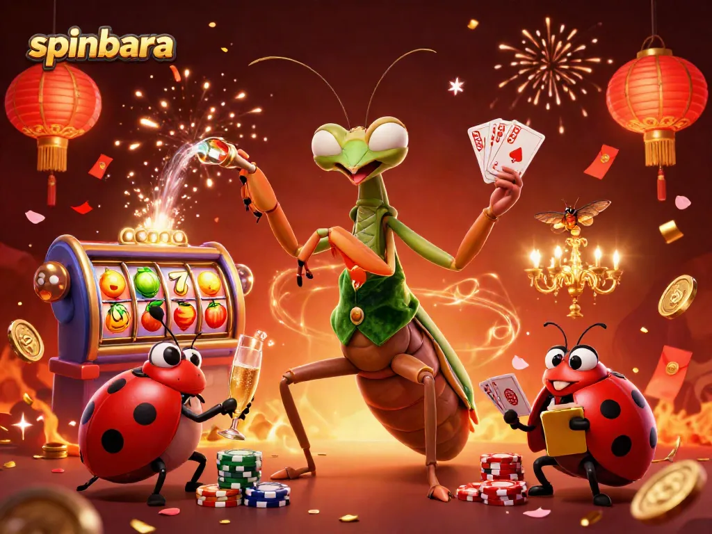 Experience the thrill of spinbara casino with a vibrant 3D scene of gaming action.